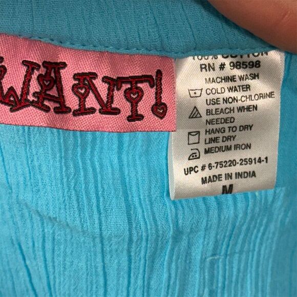 Y2K WANT! Bright Blue Cotton Crinkle Tiered Micro Mini Skirt M Deadstoc - Picture 5 of 5